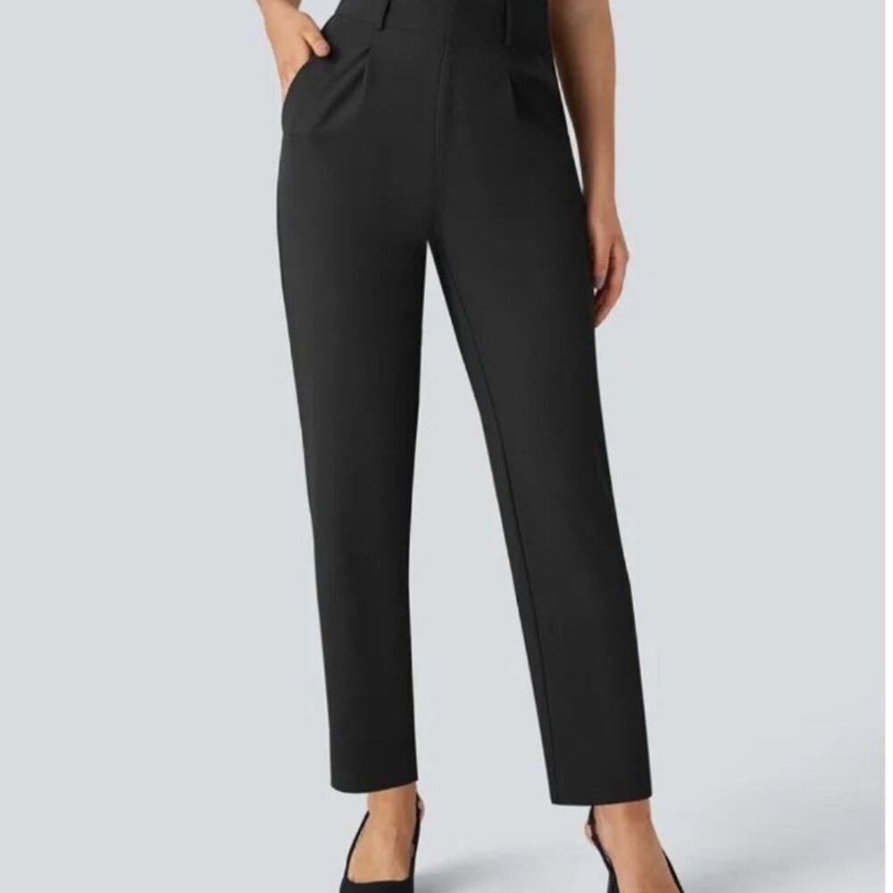 Halara Women's high waisted pocket solid work tapered pants black Size XL NWT
